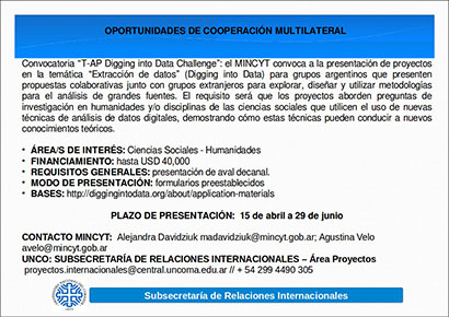 CONVOCATORIA “T-AP DIGGING INTO DATA CHALLENGE”